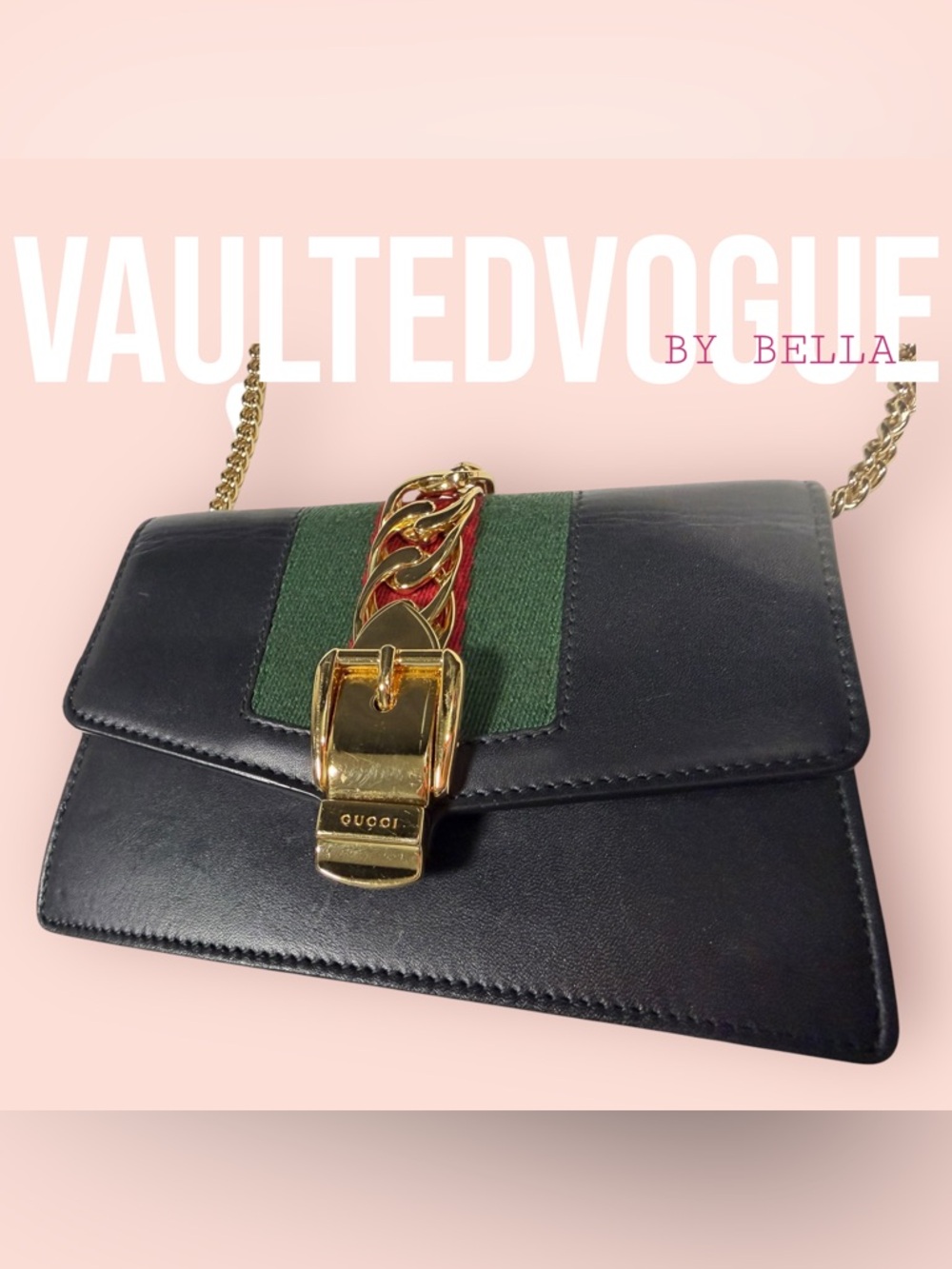 ✨Preloved GUCCI Web Stripe Chain Crossbody Bag ✨ - Picture 1 of 16